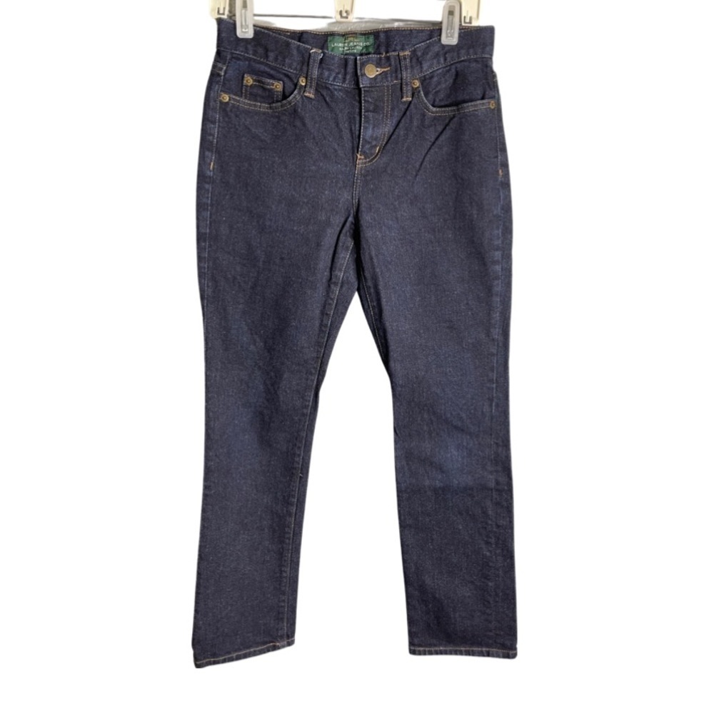 Ralph Lauren petite Classic straight women size 2P jeans in a darker wash.